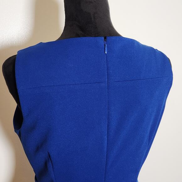 CALVIN KLEIN Sideburst Boat Neck Sleeveless Ruched Pencil Dress, Size 10 - Picture 9 of 14